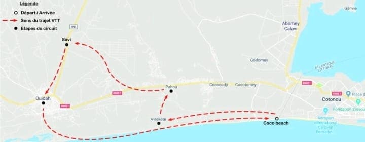 Carte de la Route des Pêches du Bénin